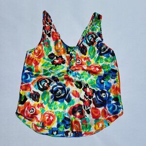 Victoria's Secret Floral Tank Top Sleeveless Button Front S‎